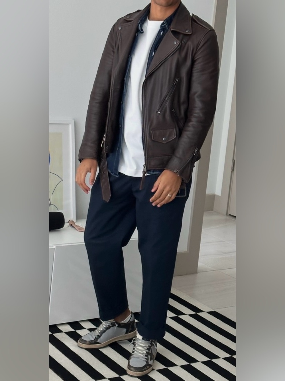 AllSaints Dark Brown Leather Jacket